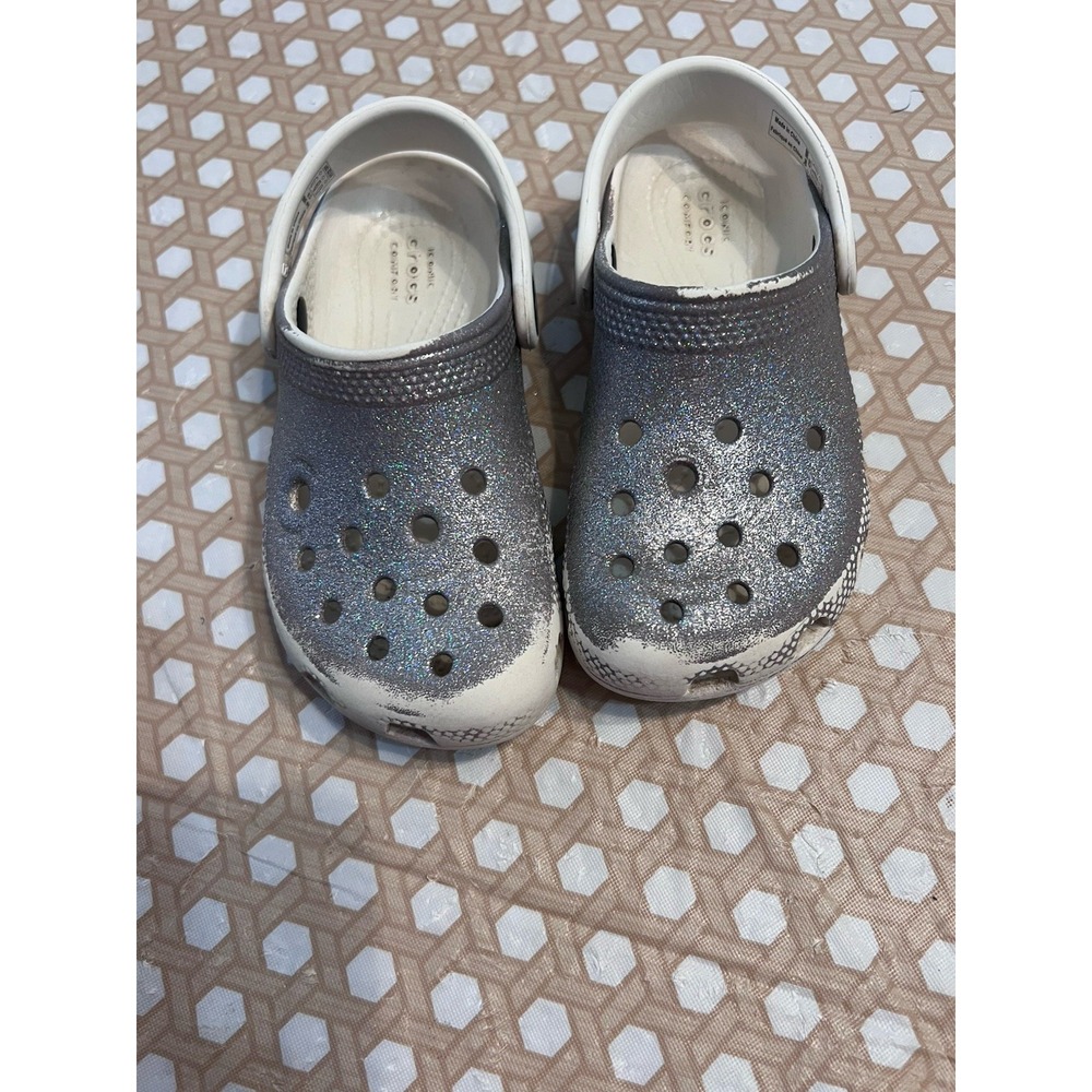 Crocs Kid's Silver Metallic Shoes Size‎  C10